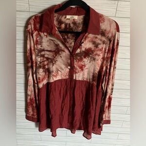 Entro Women's Tie-Dye Button-Up Top boho style